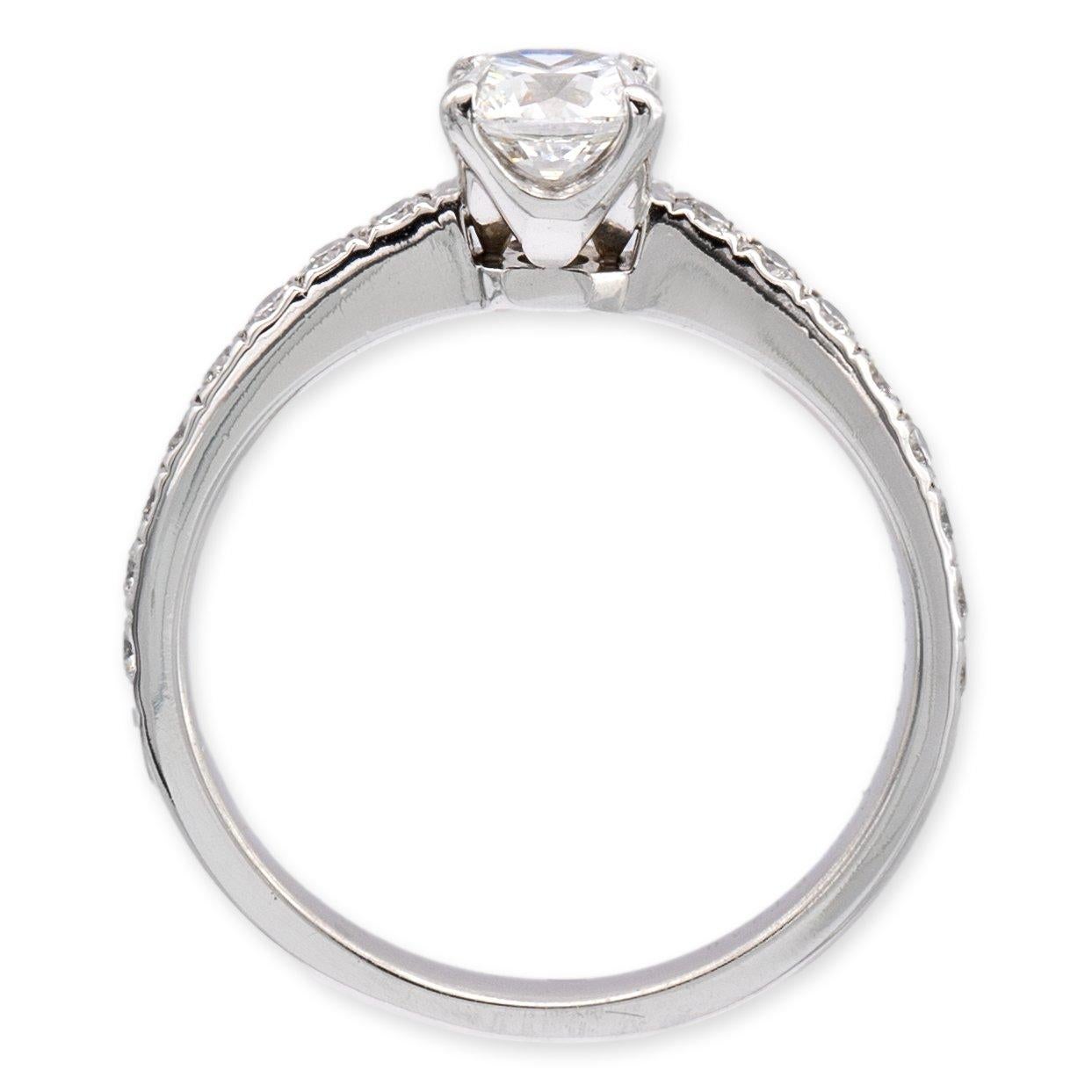 Modern Tiffany & Co. Platinum Novo Cushion Diamond .66cts Total D-E VVS Engagement Ring