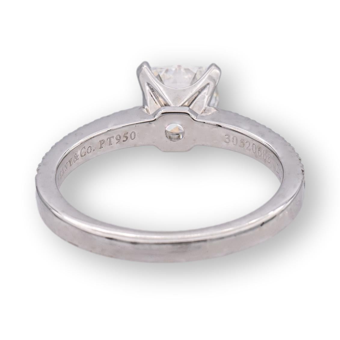 Cushion Cut Tiffany & Co. Platinum Novo Diamond Engagement Ring Cushion 1.15ct HVVS2