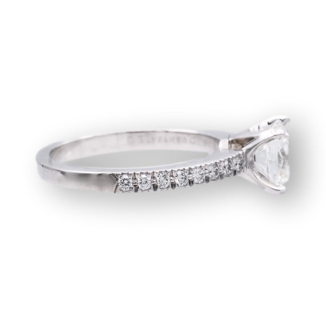 Tiffany & Co. Platinum Novo Diamond Engagement Ring Cushion 1.15ct HVVS2 In Excellent Condition In New York, NY