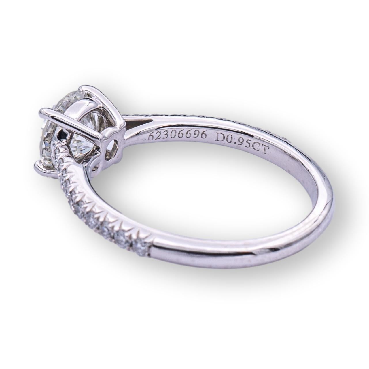 Round Cut Tiffany & Co. Platinum Novo Diamond Engagement Ring with Round .95ct IVVS2