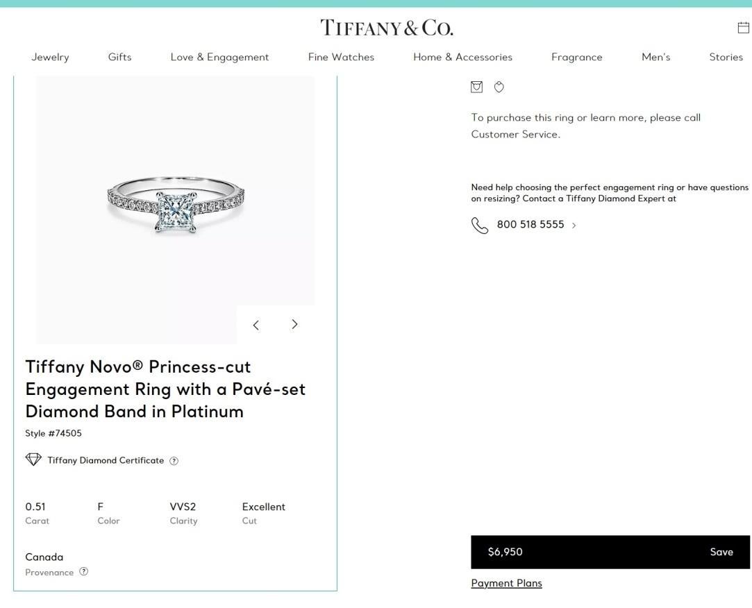 TIFFANY & Co. Platin Novo Verlobungsring aus Platin mit52 Karat Diamant im Prinzessinnenschliff 7 im Angebot 5