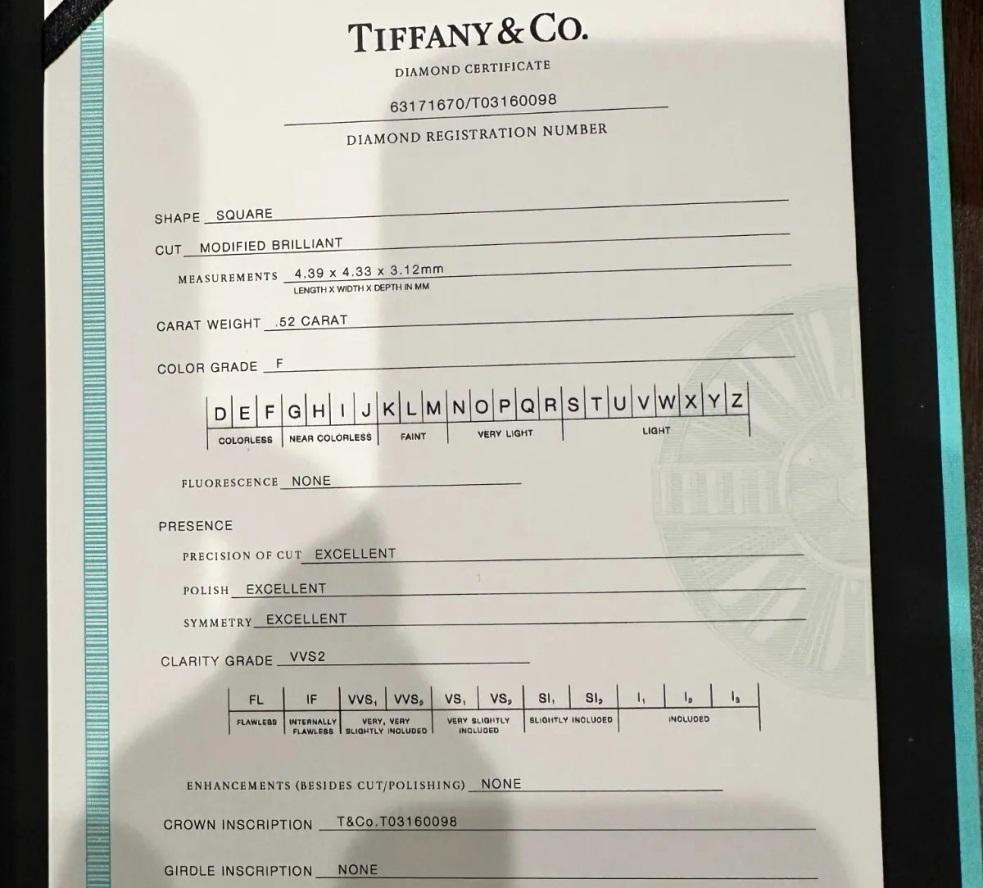 TIFFANY & Co. Bague de fiançailles Novo Princess Cut .52ct Diamond 7 en vente 1
