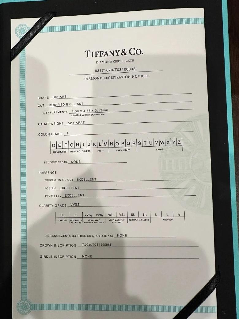 TIFFANY & Co. Bague de fiançailles Novo Princess Cut .52ct Diamond 7 en vente 2