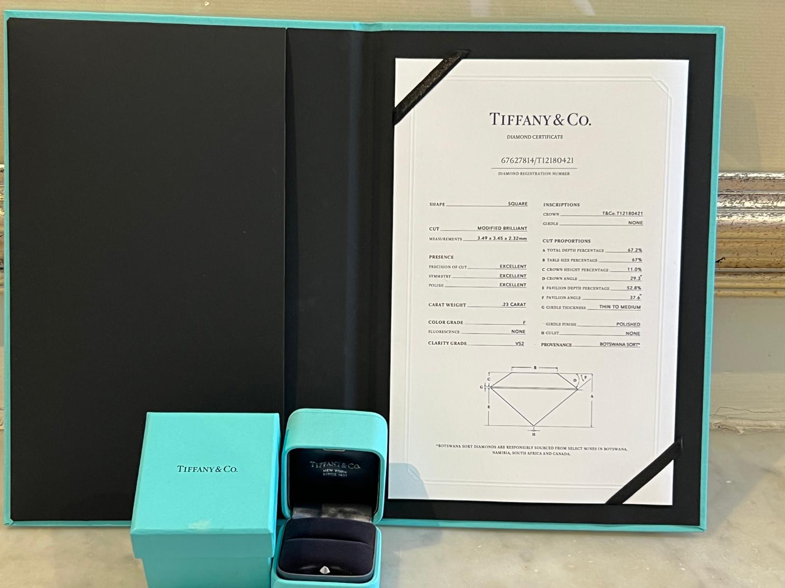 Tiffany & Co. Platin Novo Verlobungsring aus Platin mit Diamant im Prinzessinnenschliff 0,23 Karat 3g im Angebot 7