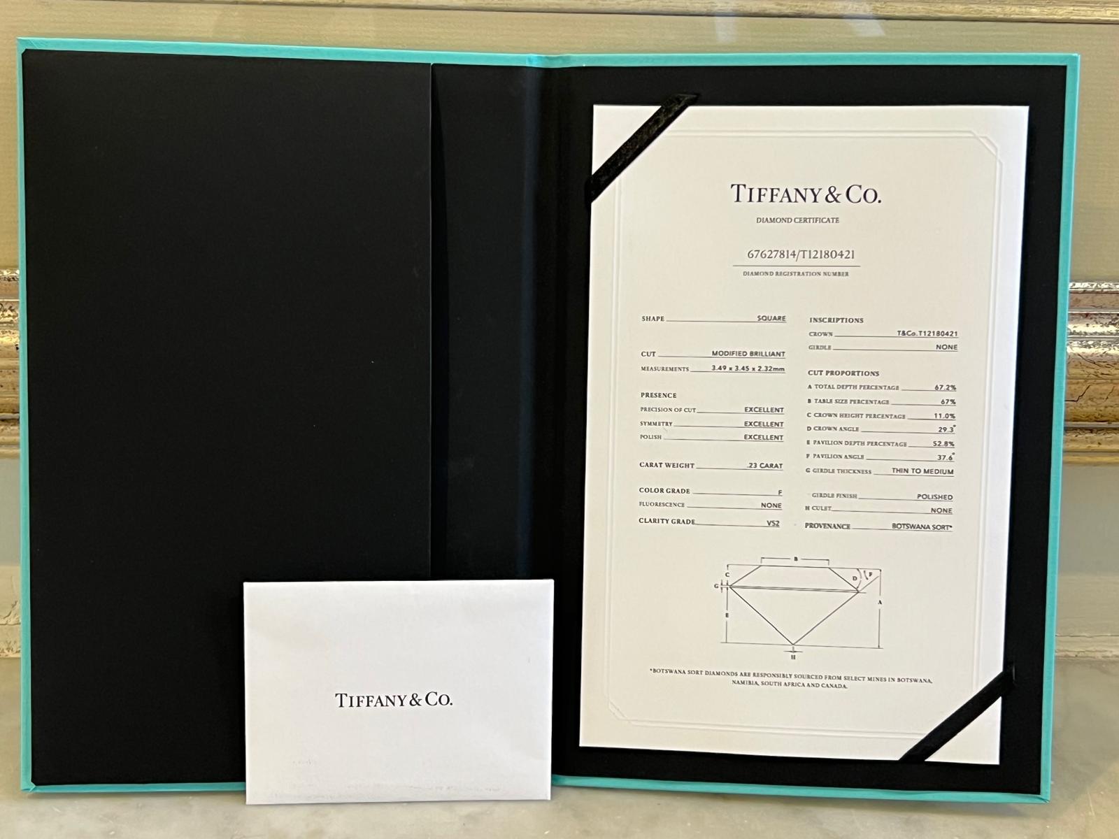 Tiffany & Co. Platin Novo Verlobungsring aus Platin mit Diamant im Prinzessinnenschliff 0,23 Karat 3g im Angebot 9