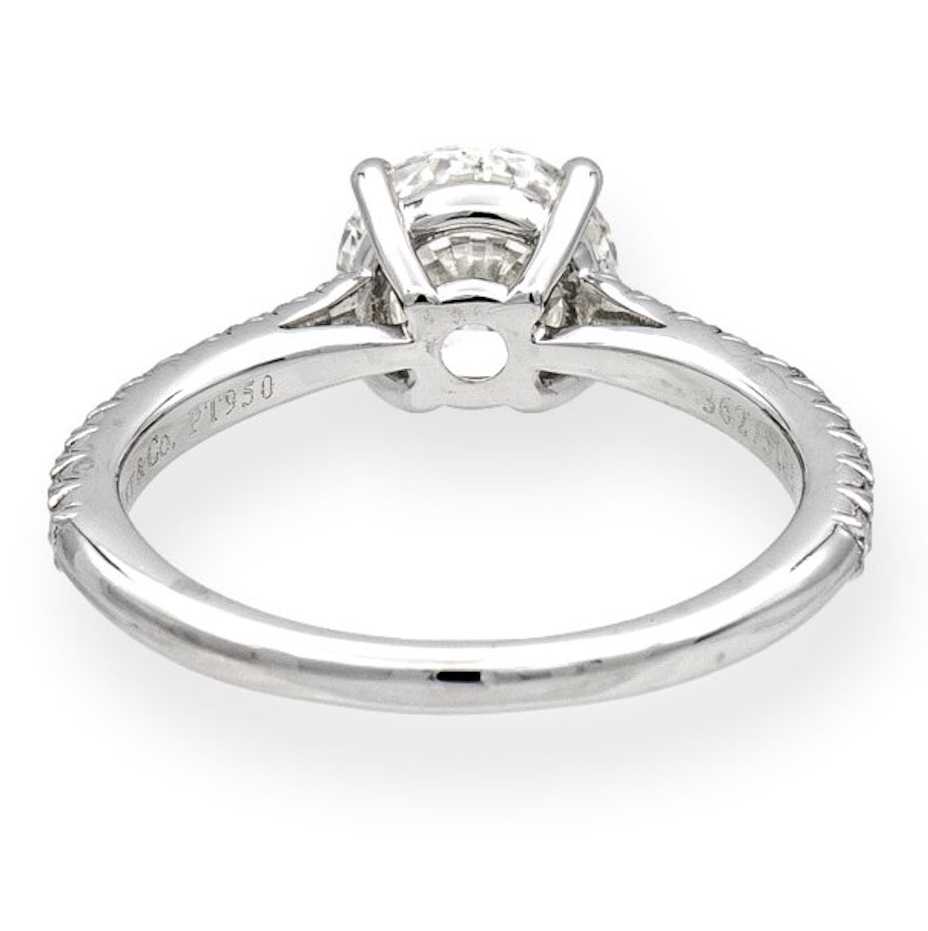 Round Cut Tiffany & Co. Platinum Novo Round Diamond Engagement Ring 1.31 Carat Tw I IF