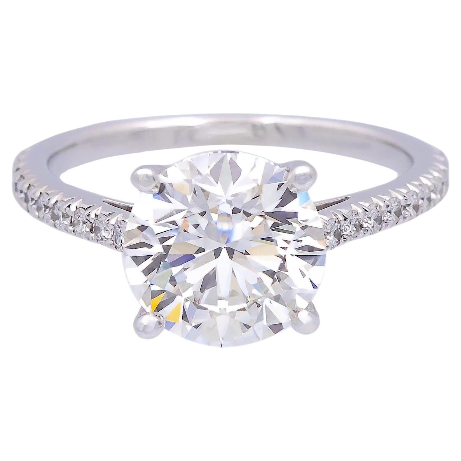 Tiffany & Co. Platinum Novo Round Diamond Engagement Ring 2.55 cts. TW GVS2 For Sale