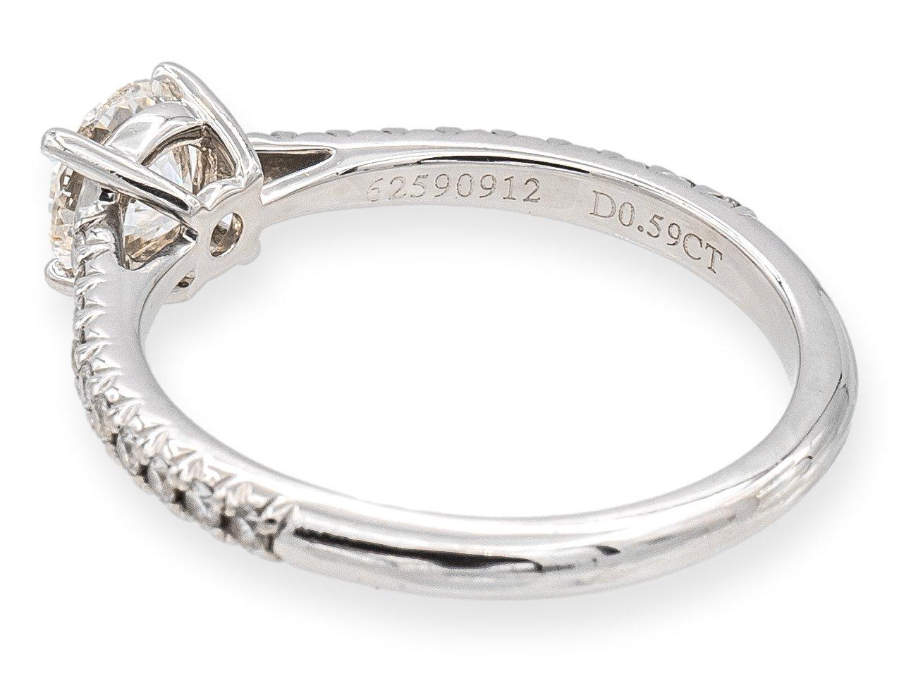 Modern Tiffany & Co. Platinum Novo Round Diamond Engagement Ring .75cts Total HVS1