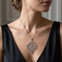 Tiffany & Co. Platinum Openwork Diamond Chandelier Pendant Necklace