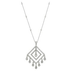 Tiffany & Co. Platinum Openwork Diamond Chandelier Pendant Necklace