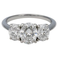 Tiffany & Co. Platinum Oval Cut Diamond Three-Stone Engagement Ring