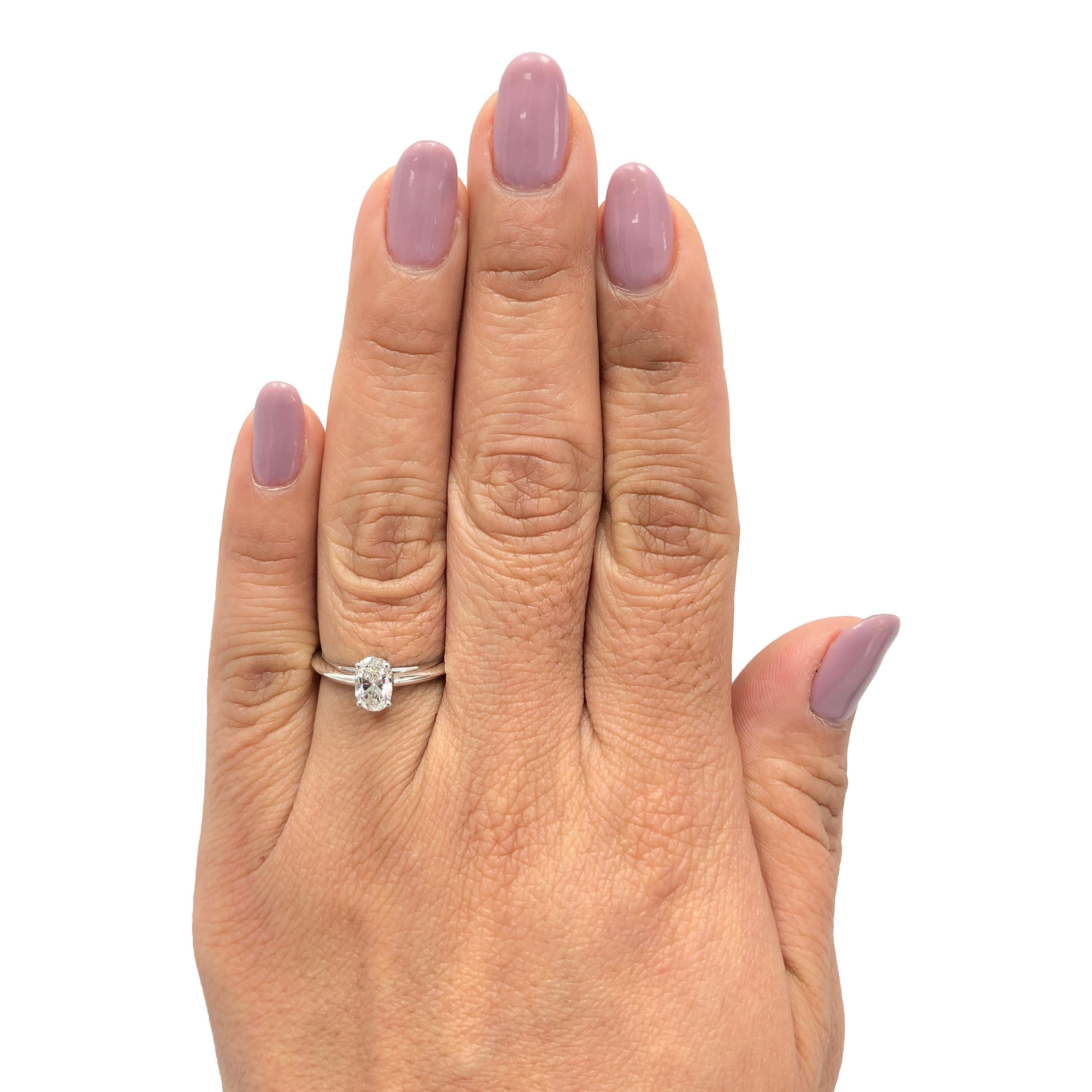 Tiffany & Co. Platinum Oval Diamond Engagement Ring 0.69 Ct E VS1 Excellent Cut 3