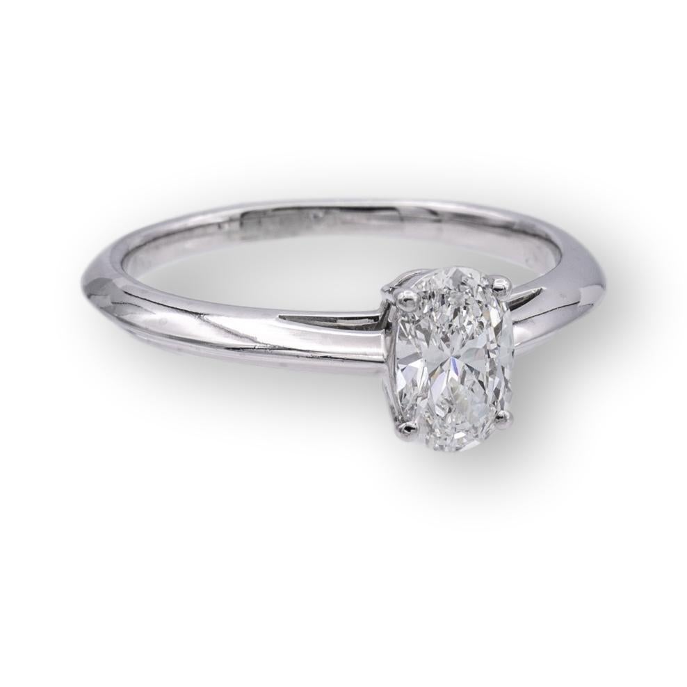 Tiffany & Co. Oval Diamond solitaire engagement ring featuring a .69 carat 