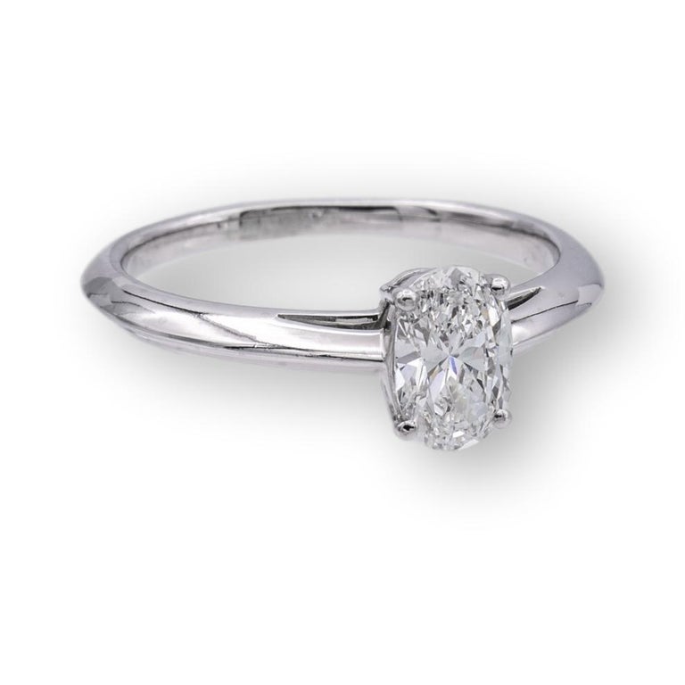 Tiffany and Co. Platinum Oval Diamond Engagement Ring 0.69 Ct E VS1
