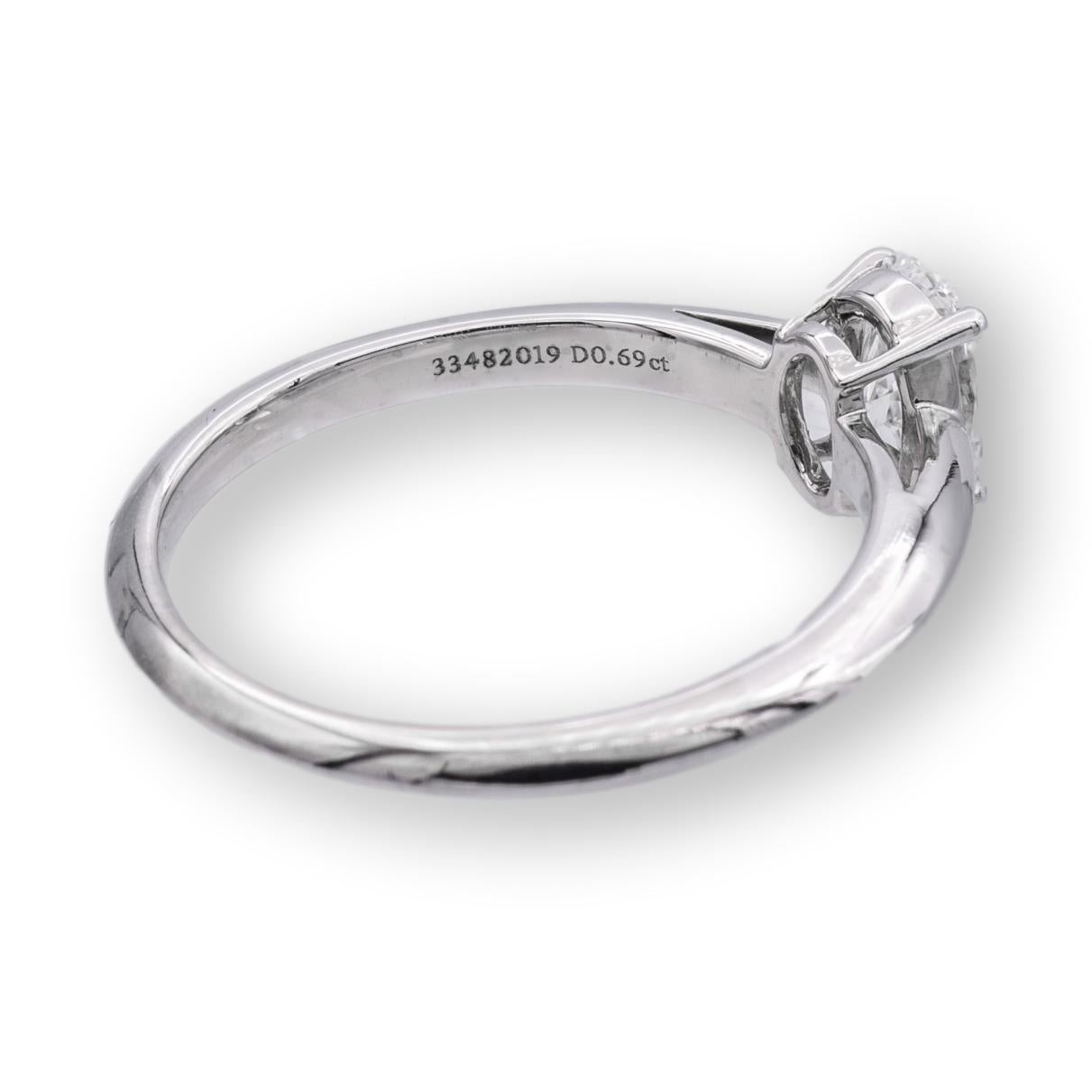 Modern Tiffany & Co. Platinum Oval Diamond Engagement Ring 0.69 Ct E VS1 Excellent Cut