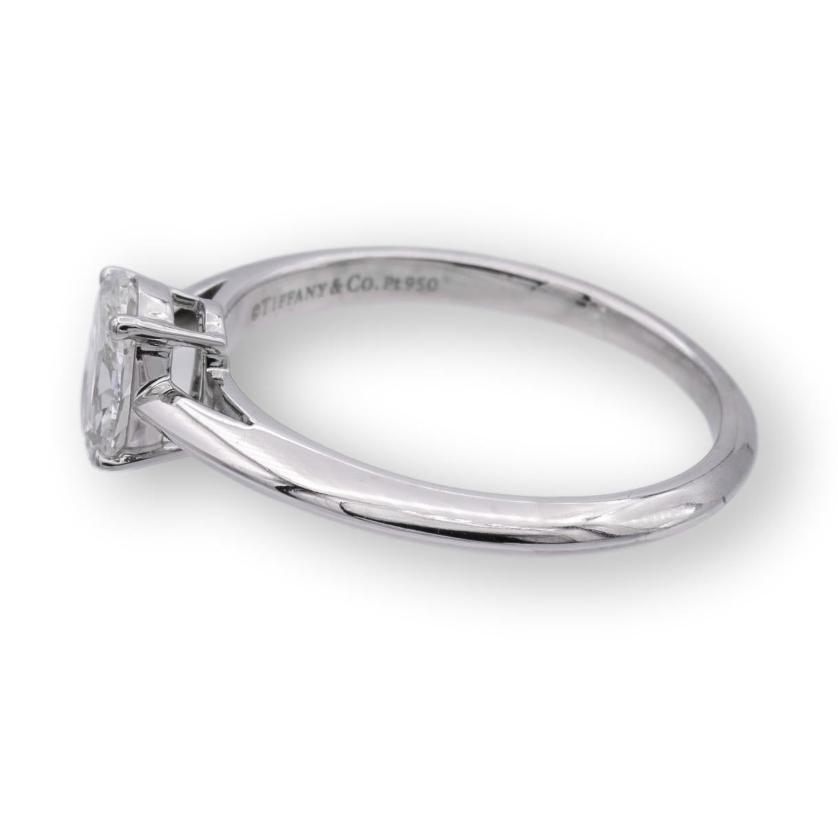 Oval Cut Tiffany & Co. Platinum Oval Diamond Engagement Ring 0.69 Ct E VS1 Excellent Cut