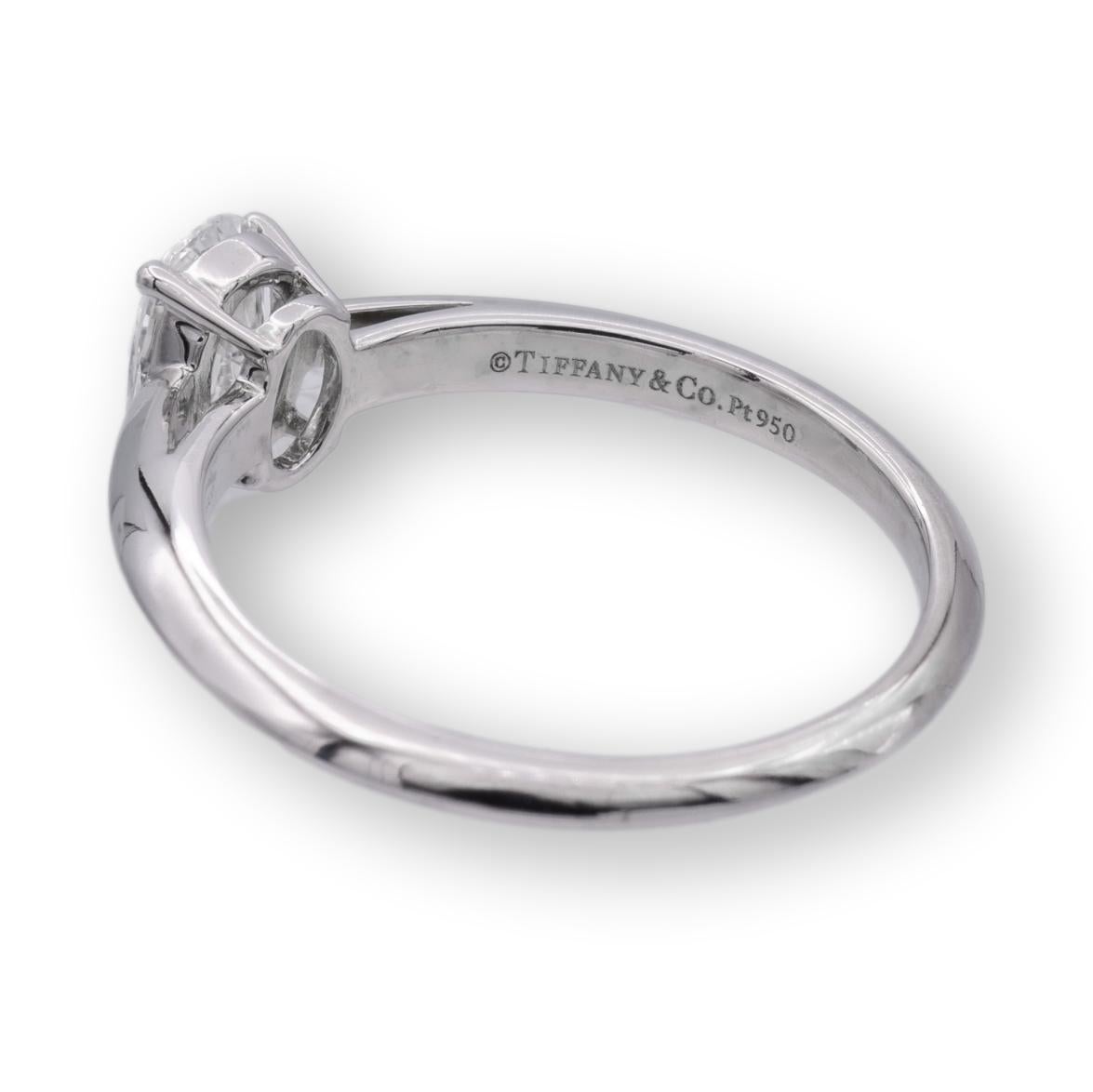 Tiffany & Co. Platinum Oval Diamond Engagement Ring 0.69 Ct E VS1 Excellent Cut In Excellent Condition In New York, NY