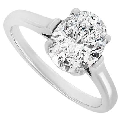 Tiffany & Co. Bague de fiançailles en platine avec diamant ovale 2,06 carats D/VVS2 certifié GIA en vente