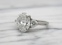 Tiffany & Co. 3.28 Carat Platinum Oval Diamond Three-Stone Engagement Ring