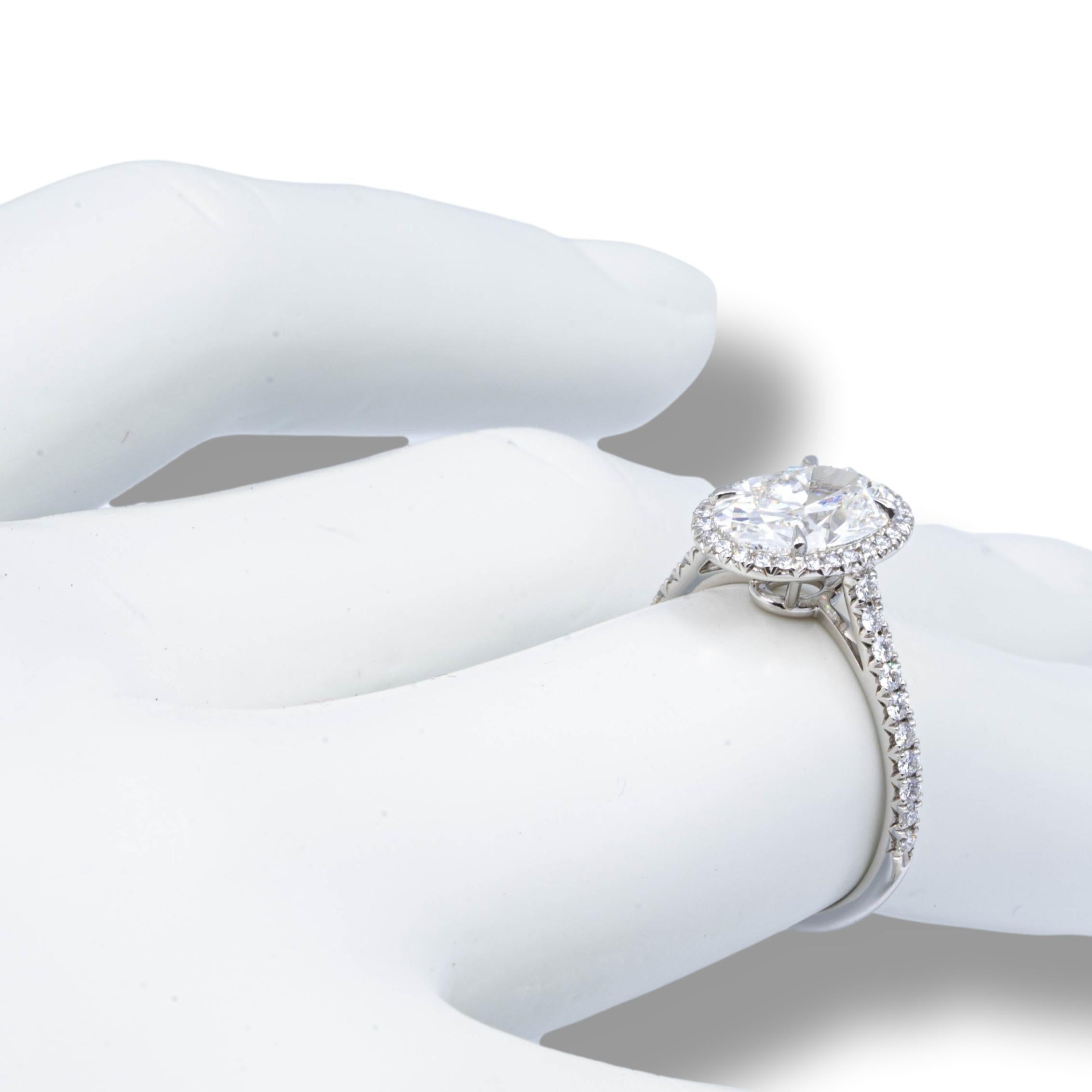 Modern Tiffany & Co. Platinum Oval Soleste Diamond Engagement Ring 2.33 Cts Total FVS1