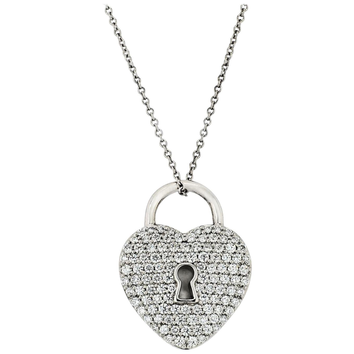 Tiffany & Co. Platinum Pave Diamond Heart Pendant