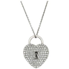 Vintage Tiffany & Co. Platinum Pave Diamond Heart Pendant