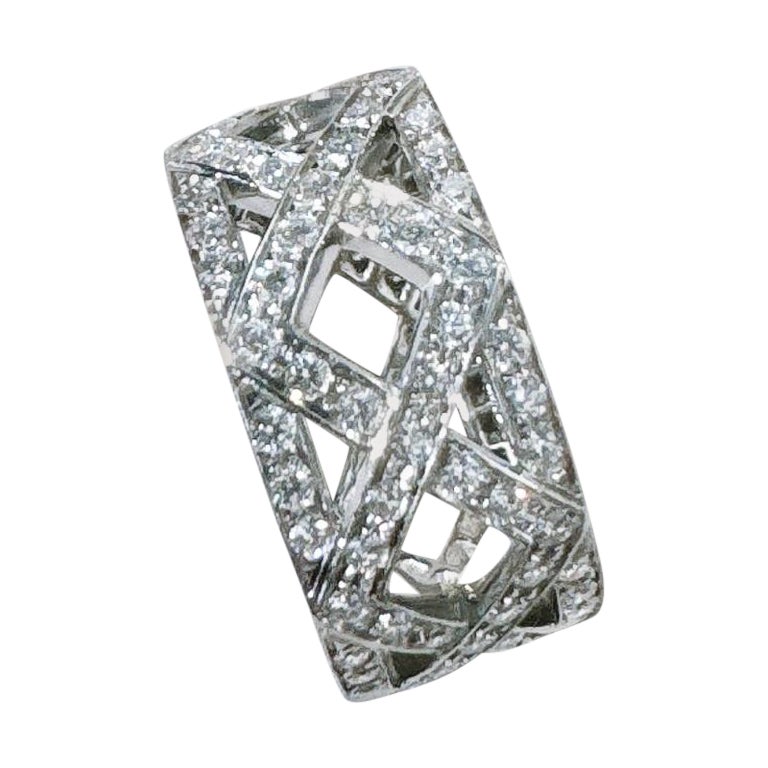 Tiffany & Co. Anillo de platino con pavé de diamantes Talla 48~49 en venta