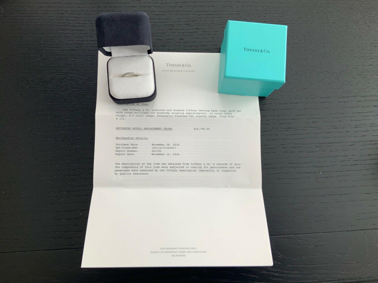 Being offered for your consideration is a BRAND NEW UNWORN Tiffany & Co PAVE platinum diamond ring.  This ring is absolutely breath taking and lights up a room with all of the fire and bling.  The pictures do not do this ring justice.  If you are