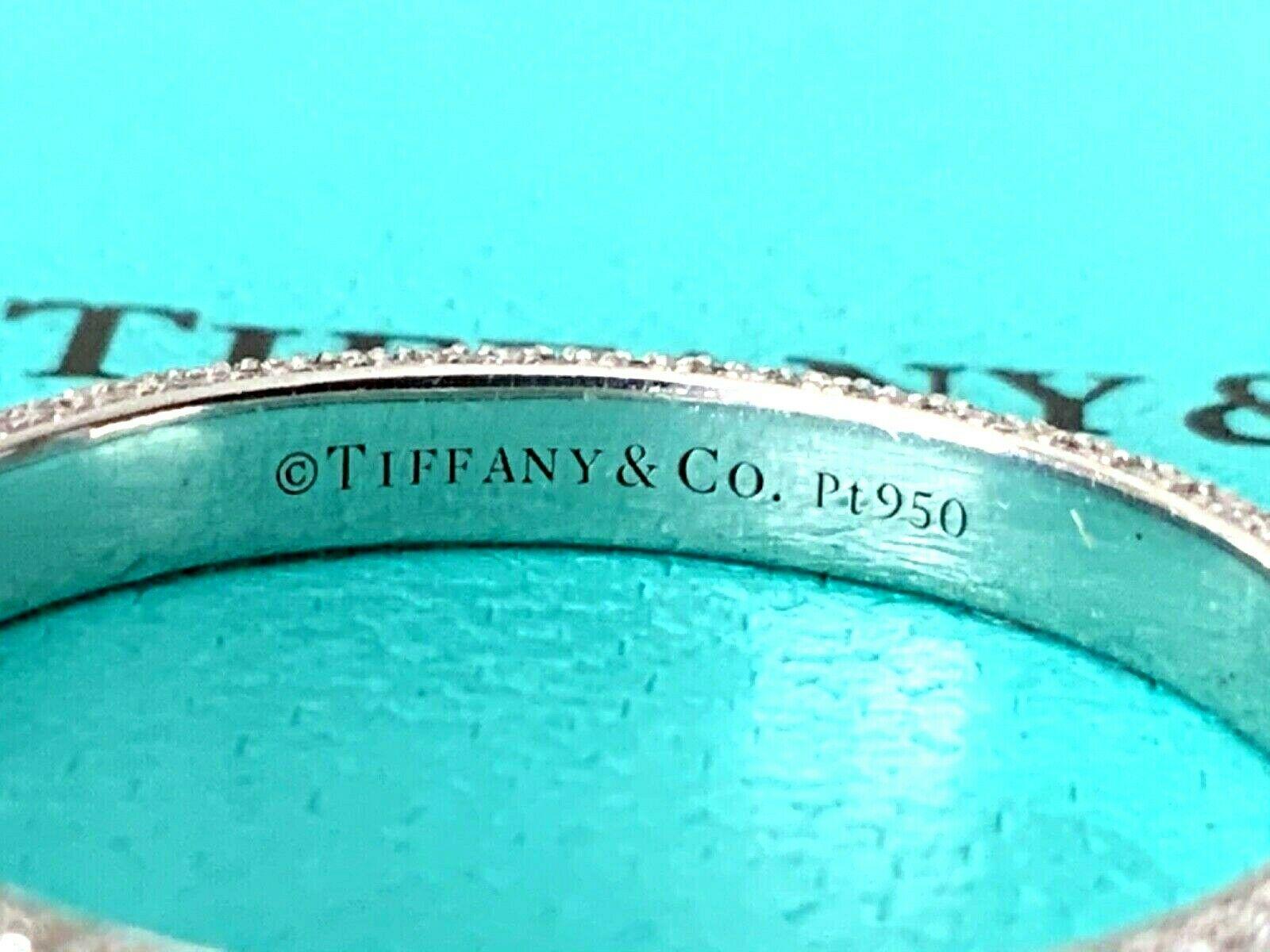 Tiffany & Co. Platinum Pave Diamond Wedding Band Ring with Papers 2019 For Sale 1