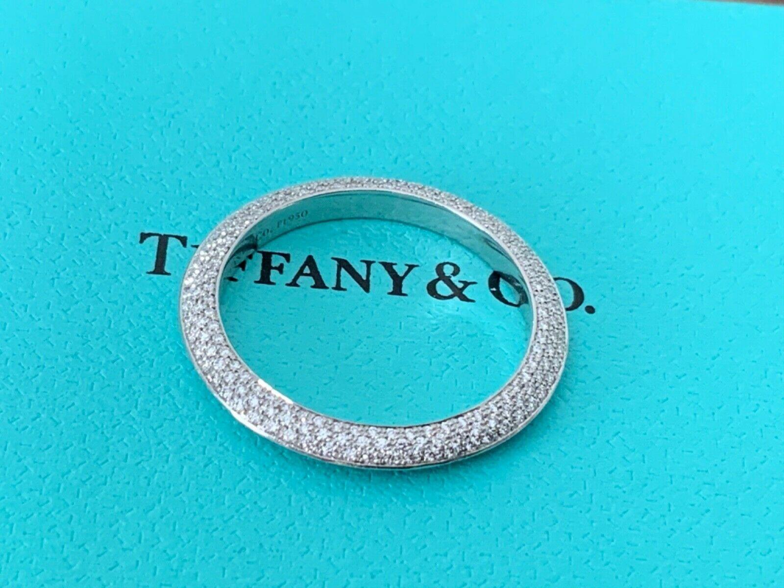 Tiffany & Co. Platinum Pave Diamond Wedding Band Ring with Papers 2019 For Sale 2