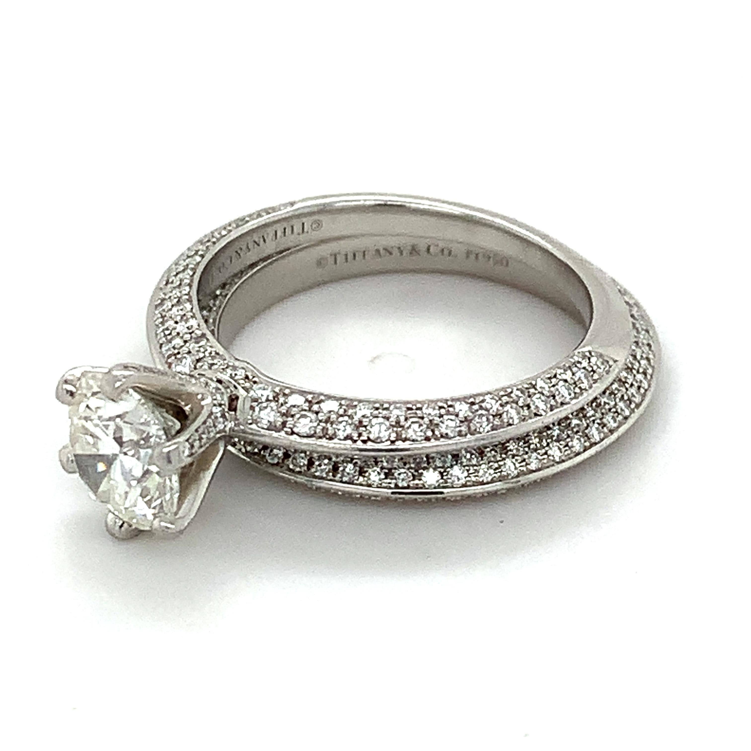 Tiffany & Co. Platinum Pave Round Diamond 1.04CT I-VS1 Round Diamond Wedding Set 8