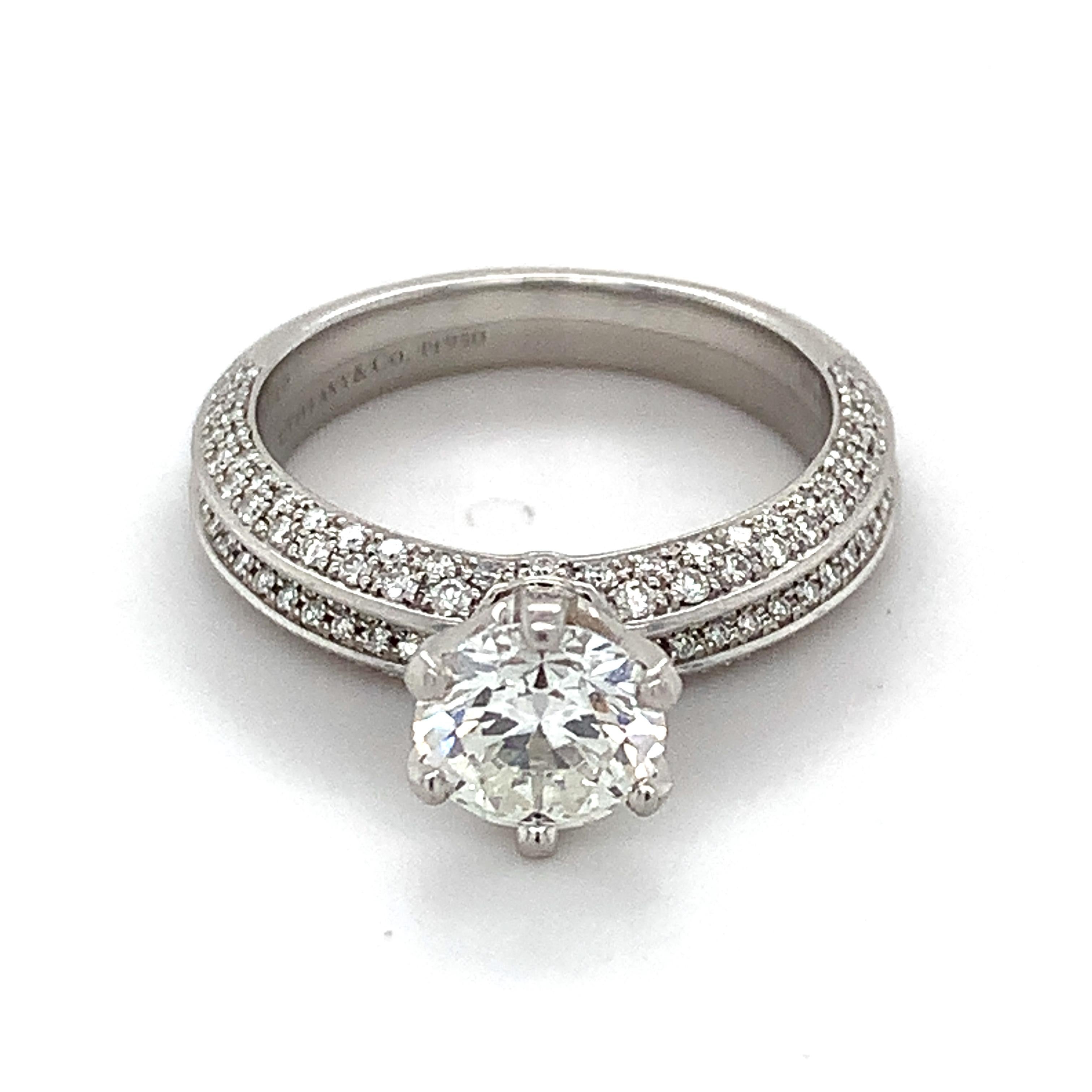 Tiffany & Co. Platinum Pave Round Diamond 1.04CT I-VS1 Round Diamond Wedding Set 1