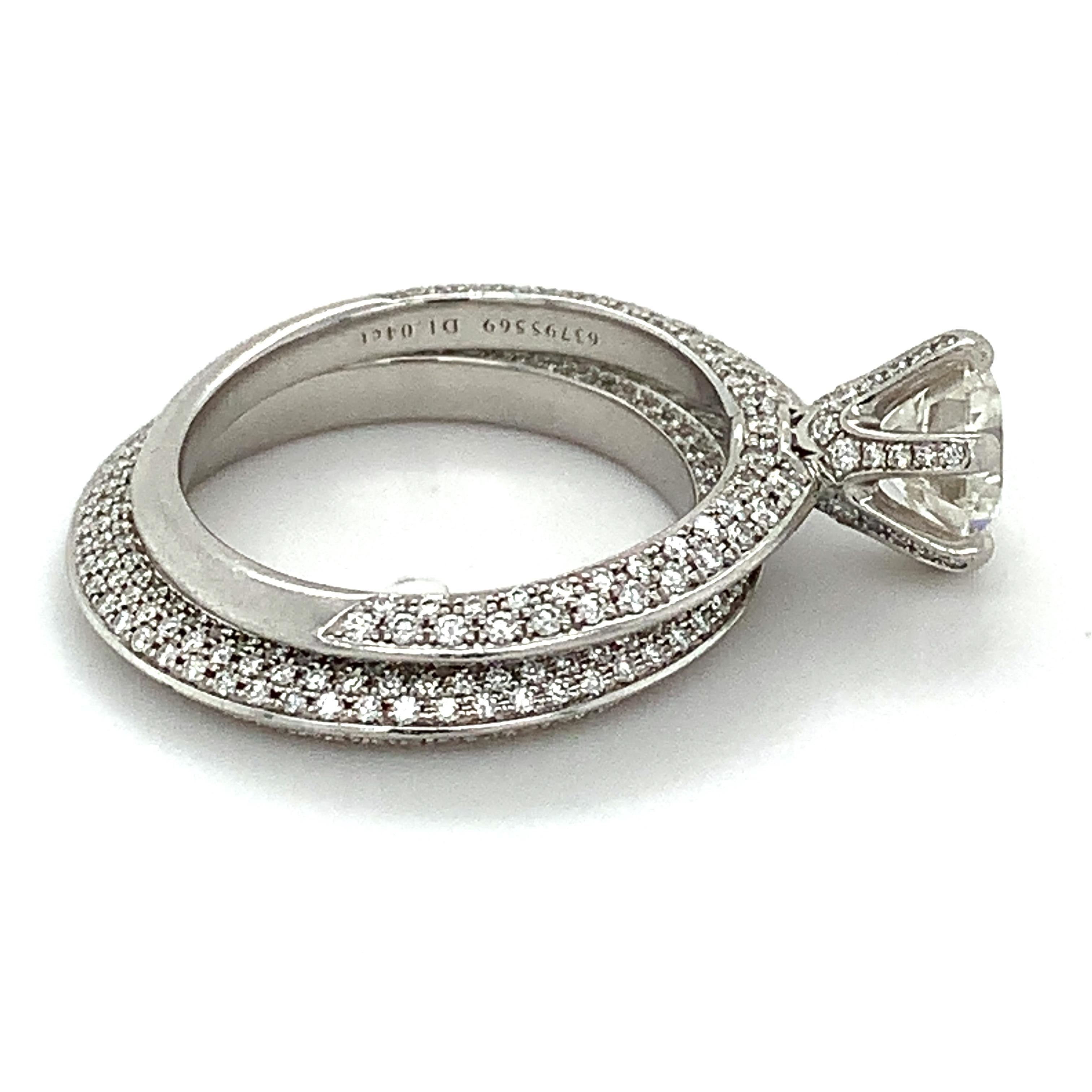 Tiffany & Co. Platinum Pave Round Diamond 1.04CT I-VS1 Round Diamond Wedding Set 3