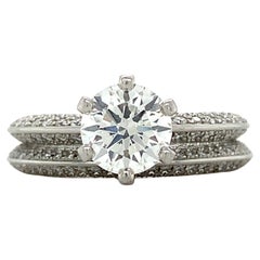 Tiffany & Co. Platinum Pave Round Diamond 1.04CT I-VS1 Round Diamond Wedding Set