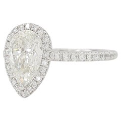 Tiffany & Co. Platinum Pear Diamond Halo Engagement Ring
