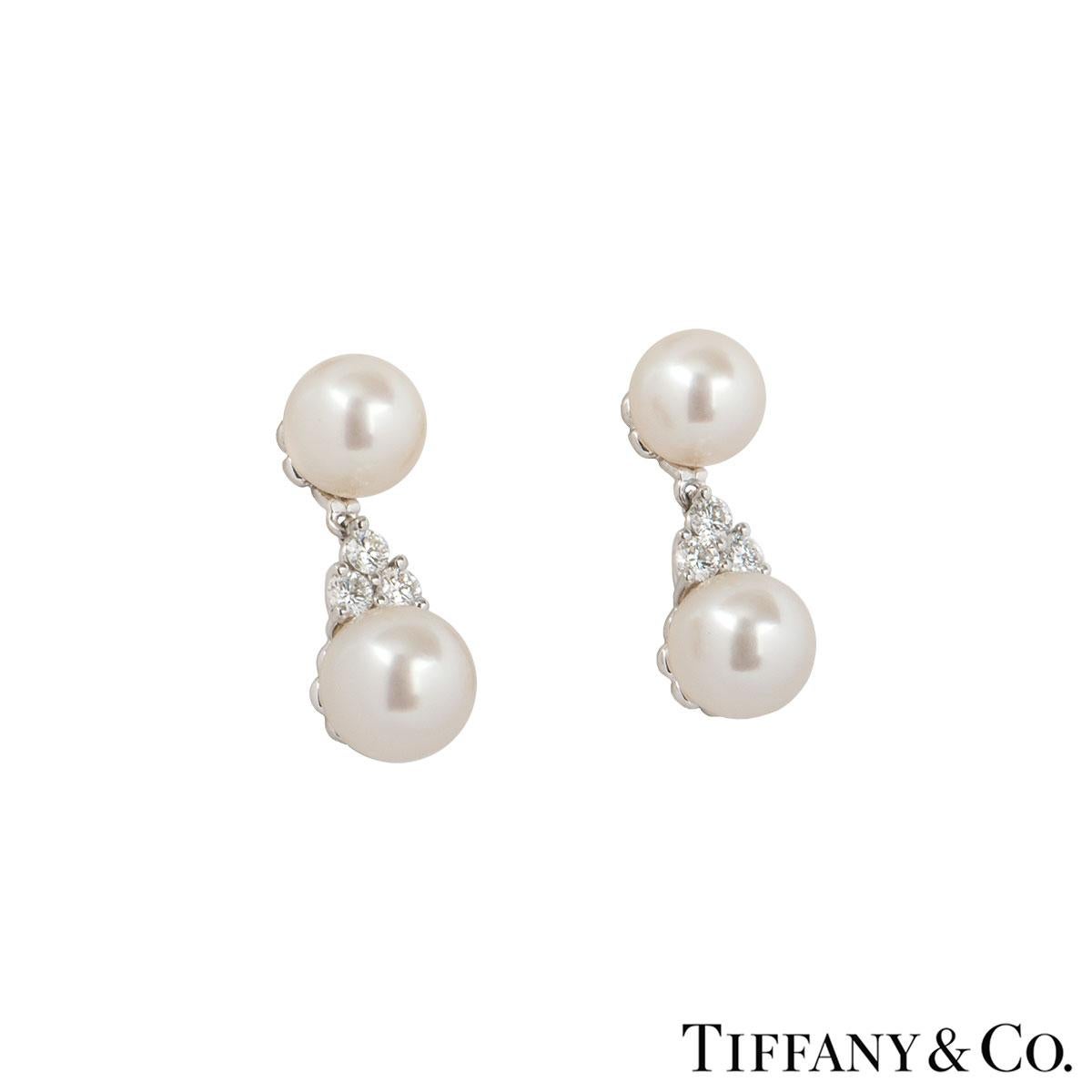 Tiffany and Co. Platinum Pearl and Diamond Aria Earrings at 1stDibs ...