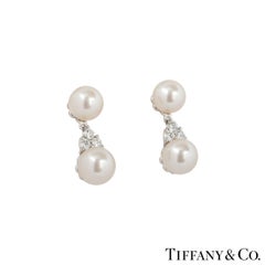 Tiffany & Co. Platinum Pearl and Diamond Aria Earrings