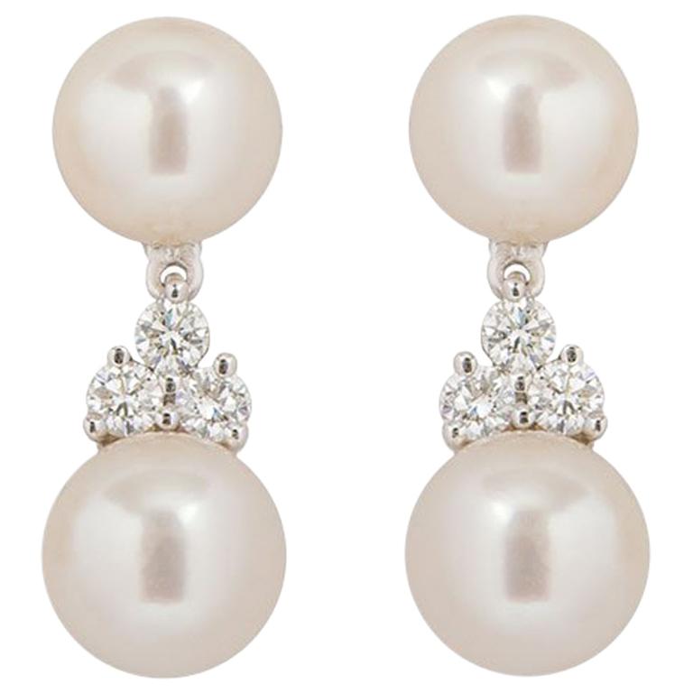 Tiffany & Co. Platinum Pearl and Diamond Aria Earrings
