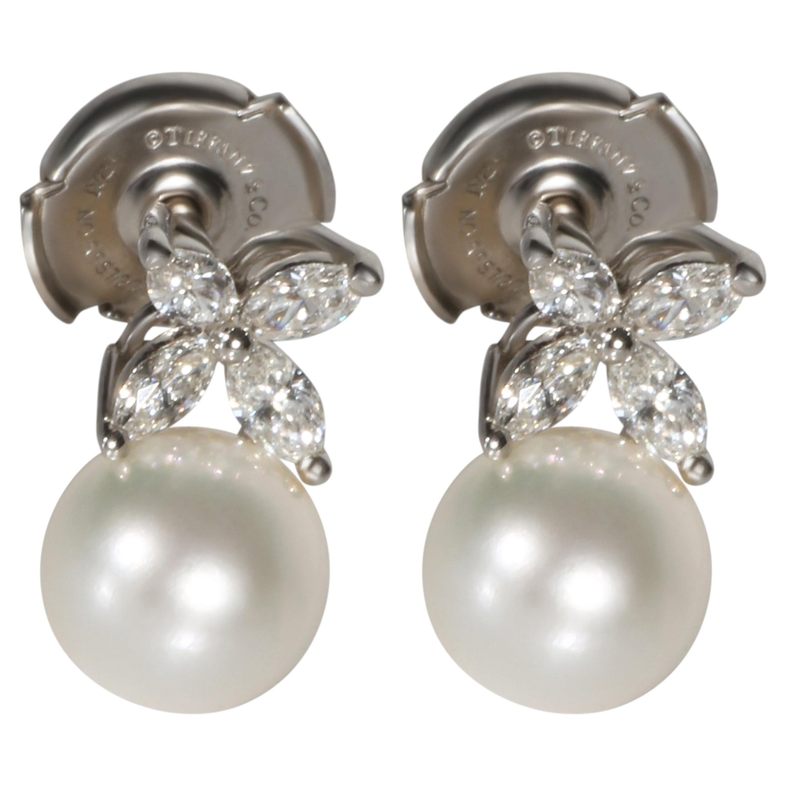Tiffany & Co. Platinum Pearl and Diamond Victoria Earrings
