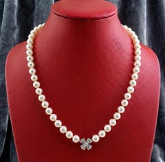 Tiffany & Co Platinum Pearl Diamond Floret Necklace Elegant VS2 G