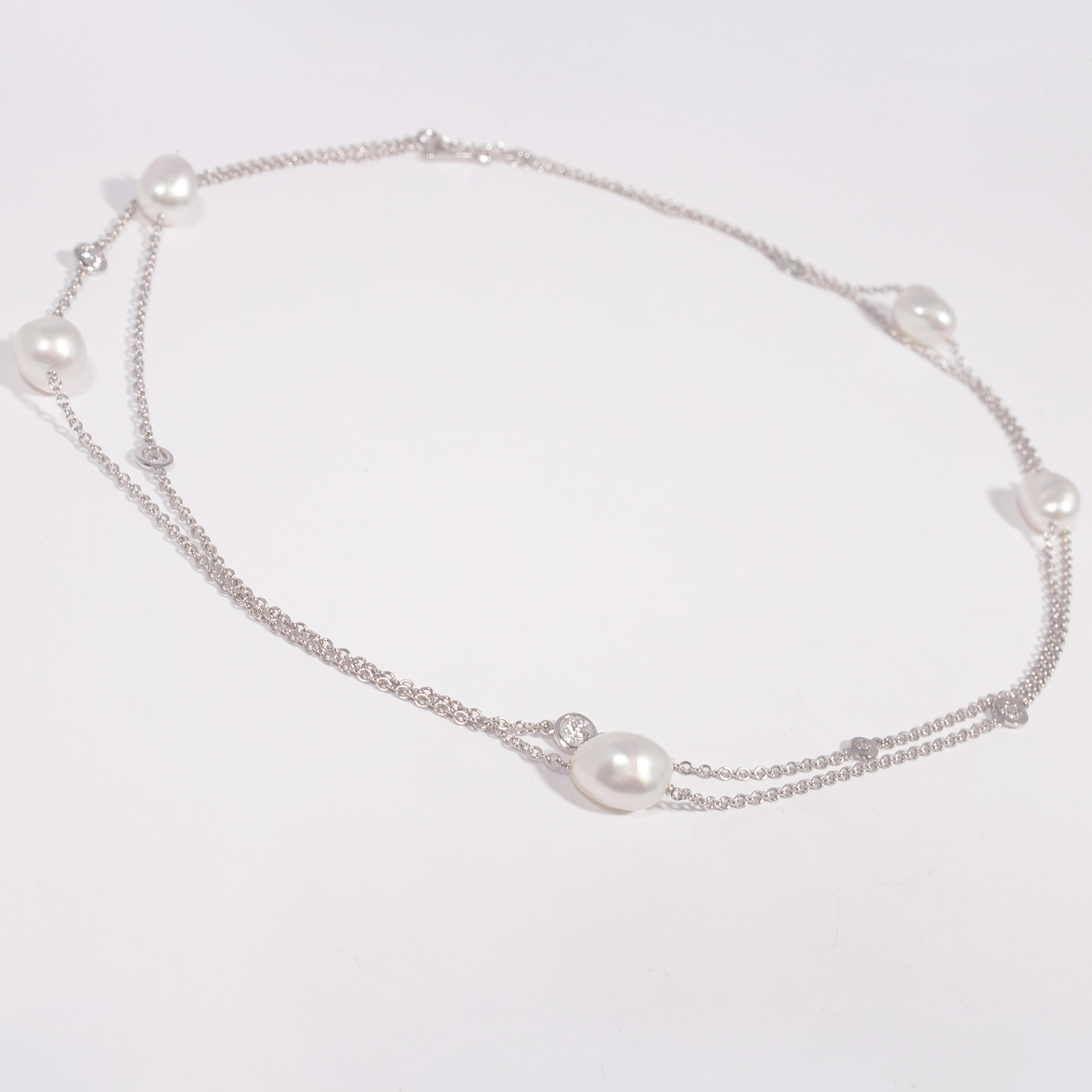 Tiffany & Co. Platinum Pearl Diamond Necklace 1