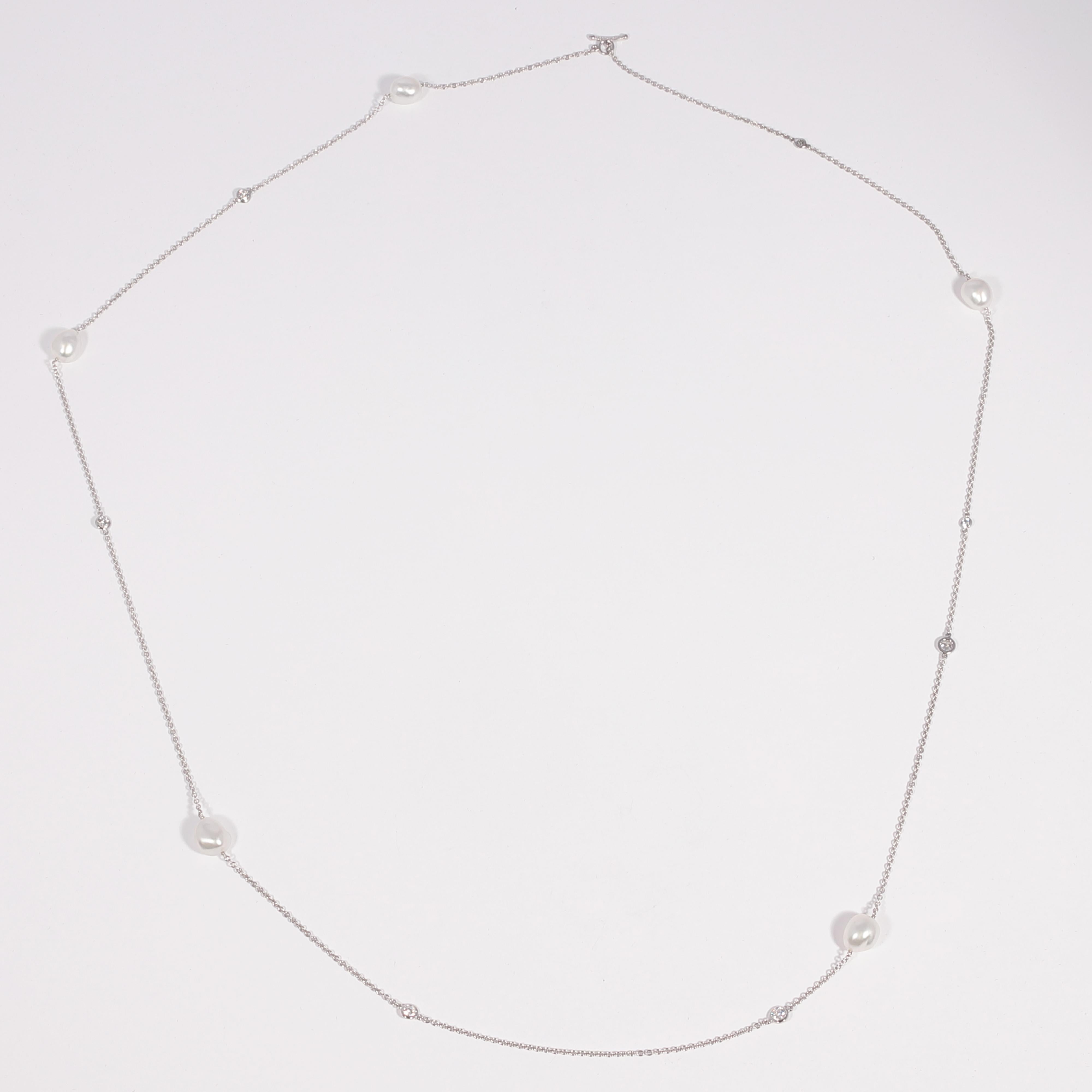 Tiffany & Co. Platinum Pearl Diamond Necklace 2