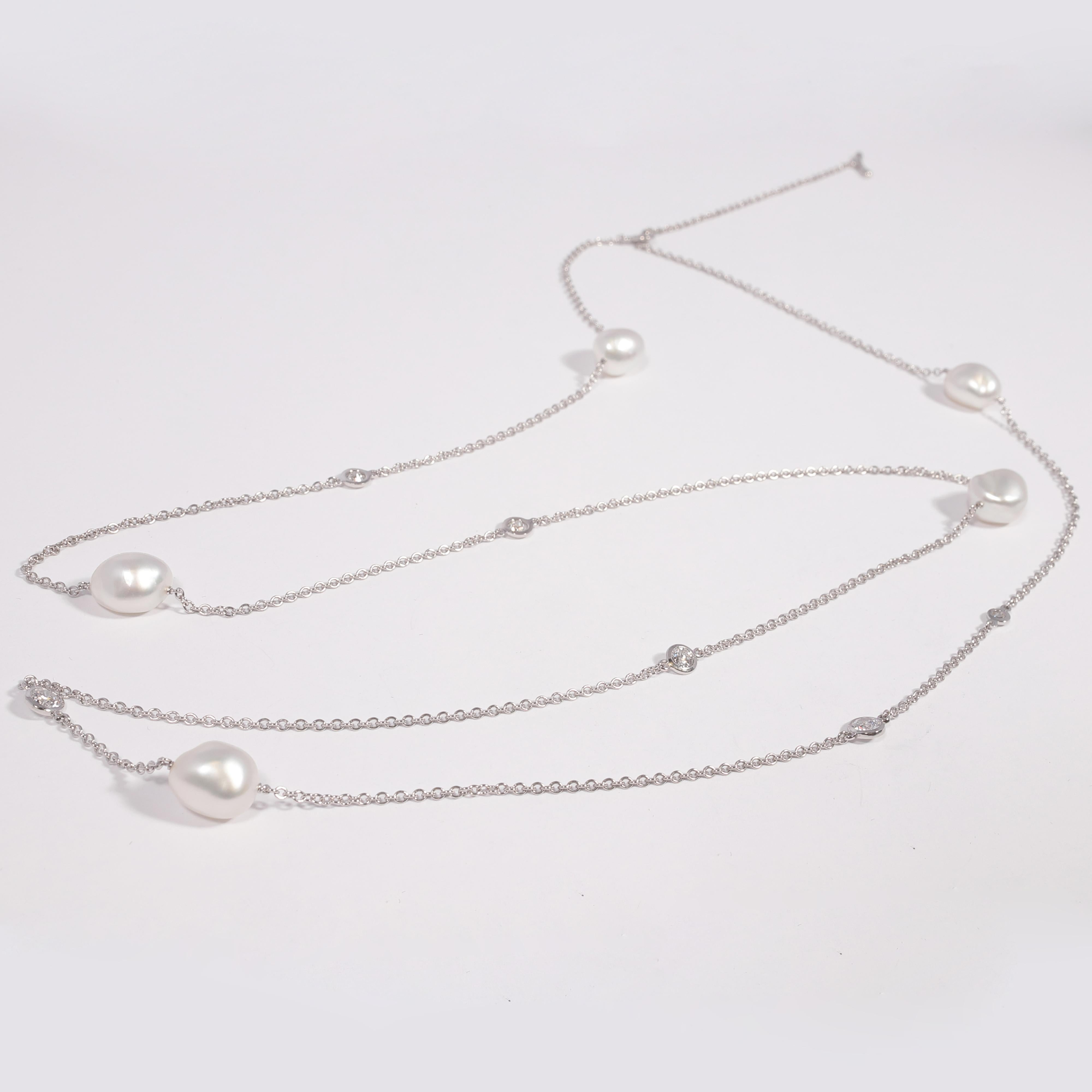 Tiffany & Co. Platinum Pearl Diamond Necklace 4