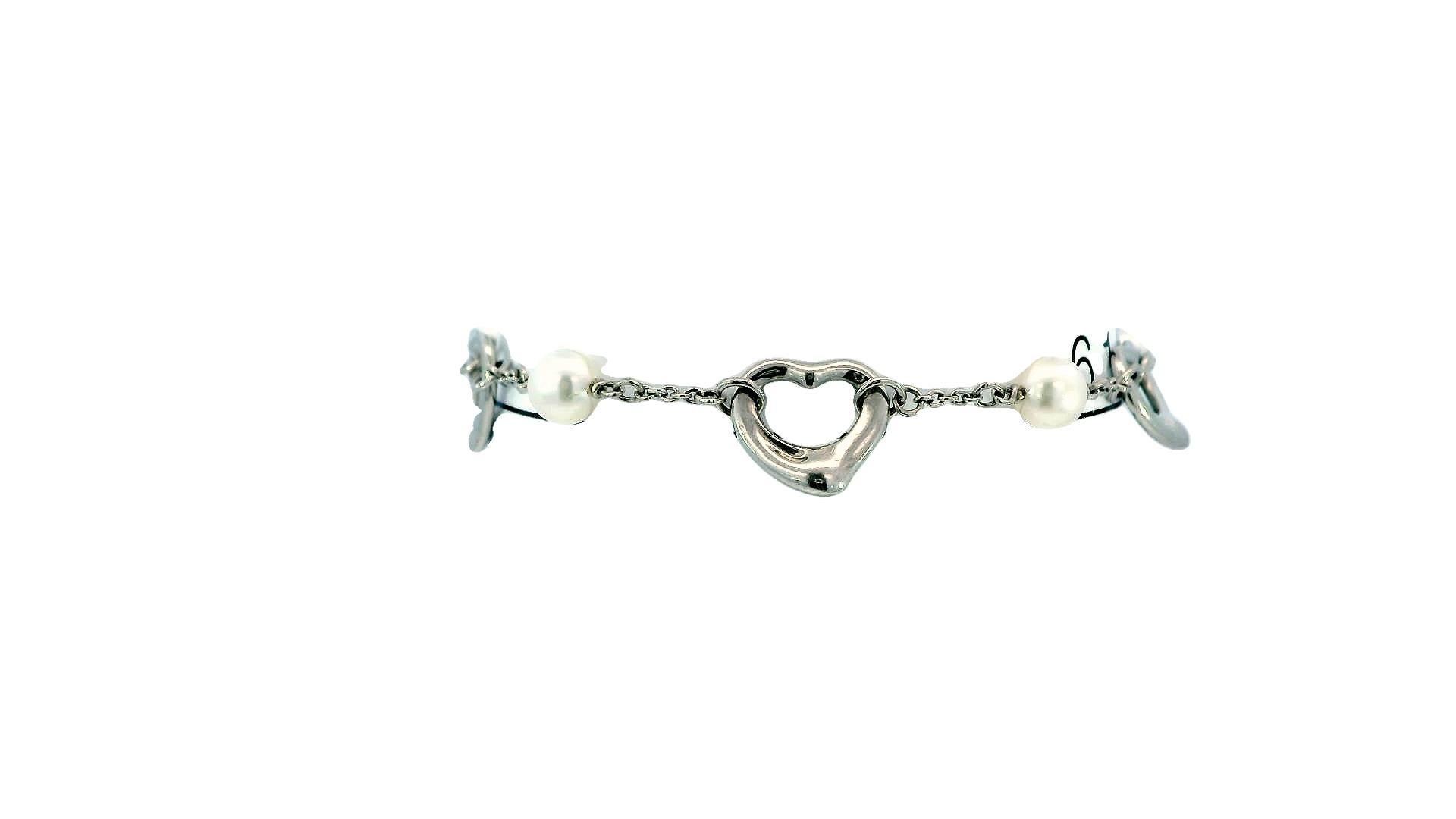 Tiffany & Co. Platinum  Pearl & Hearts Bracelet For Sale 2