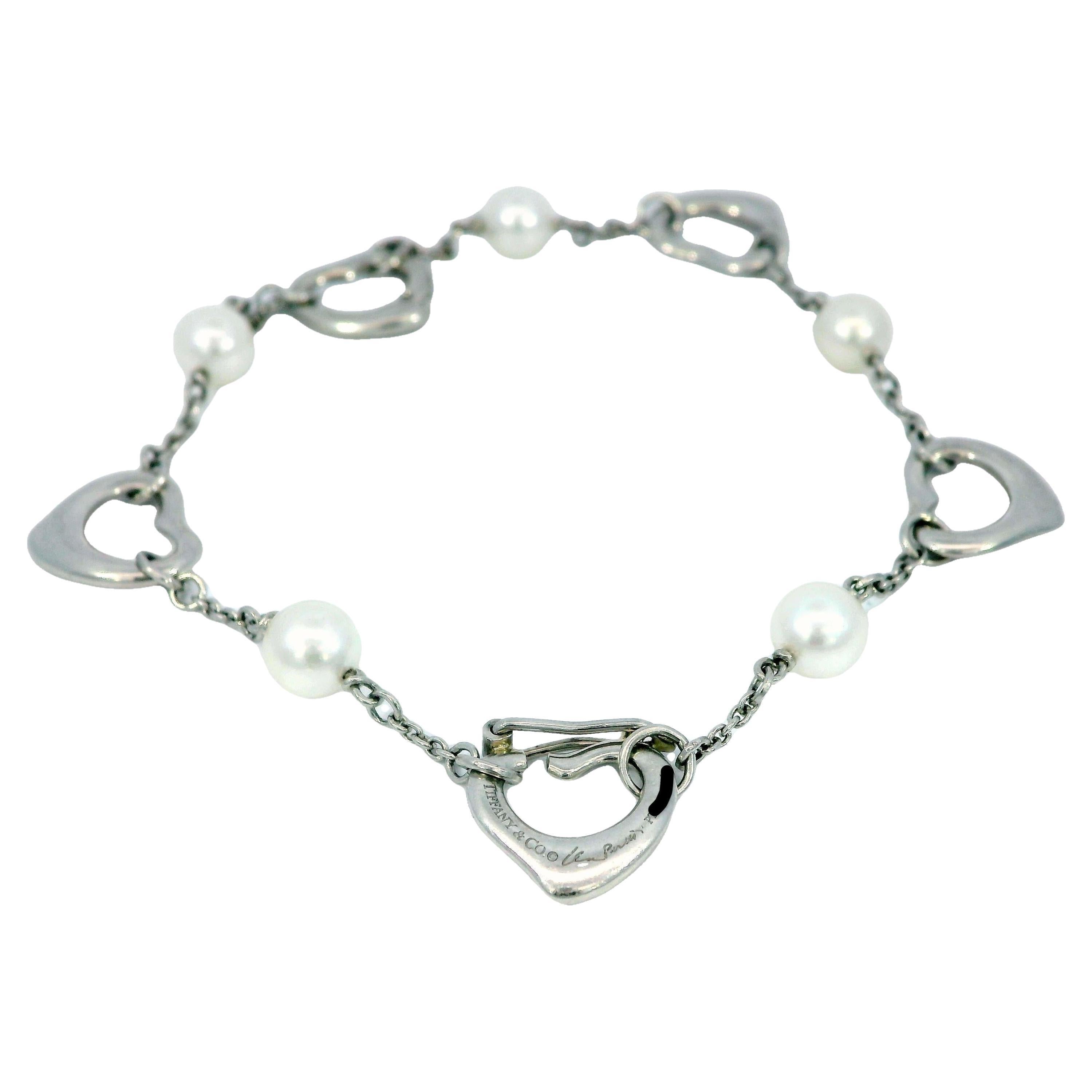 Tiffany & Co. Platinum  Pearl & Hearts Bracelet