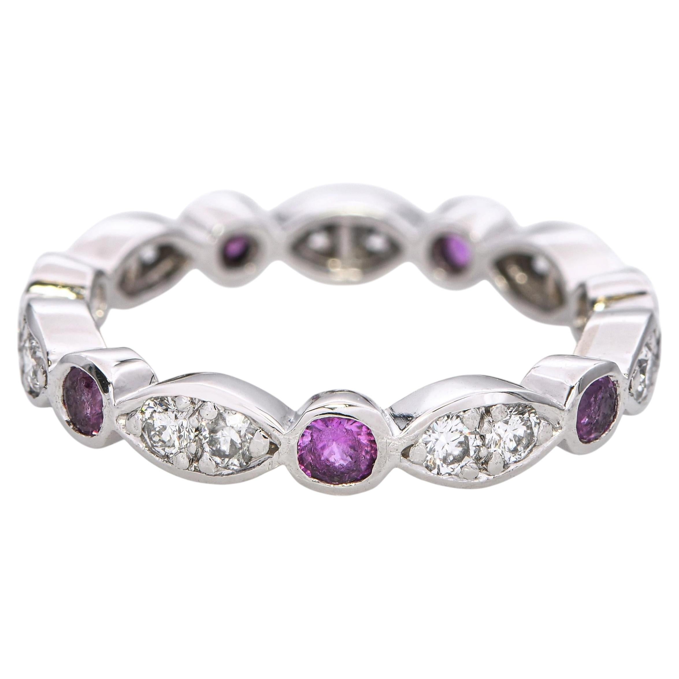 Tiffany & Co. Platinum Pink Sapphire and Diamond Eternity Band