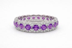 Tiffany & Co Platinum Pink Sapphire and Diamond Eternity Band Ring