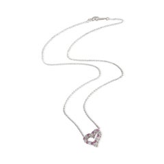 Tiffany & Co. Platinum Pink Sapphire and Diamond Heart Necklace
