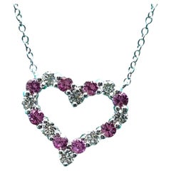 TIFFANY & CO. Platinum Pink Sapphire and Diamond Heart Pendant