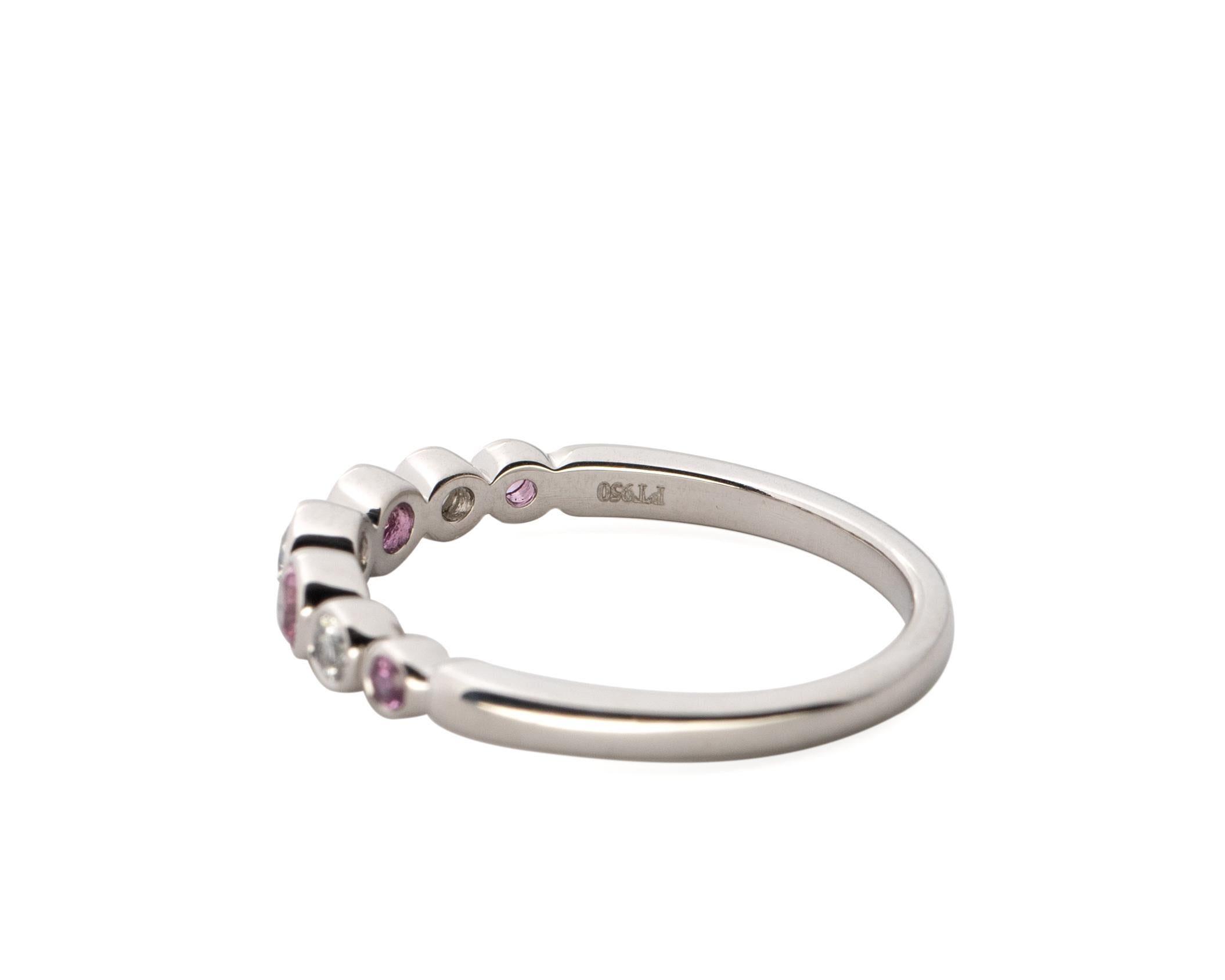 Round Cut Tiffany & Co. Platinum Pink Sapphire and Diamond Ring